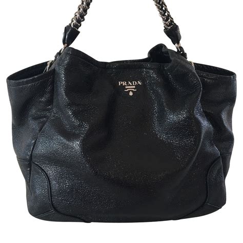 borsa prada in pelle shopper nera|Shopper Large in mesh e pelle in Nero .